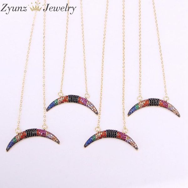 pendant necklaces 5pcs, fashion gold filled jewelry women trendy elegant crescent moon horn pave rainbow cz delicate necklace, Silver
pendant necklaces 5pcs, fashion gold filled jewelry women trendy elegant crescent moon horn pave rainbow cz delicate necklace, Silver