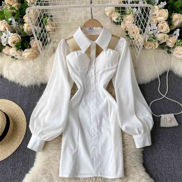 spring fashion temperament vestidos female halter neck lapel slim mini puff sleeve dress c265 210507, Black;gray
spring fashion temperament vestidos female halter neck lapel slim mini puff sleeve dress c265 210507, Black;gray