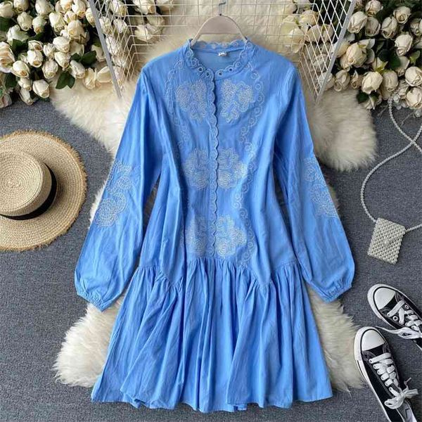 women autumn french retro court embroidered floral dress o-neck lace puff sleeve ruffled loose a- line female gk425 210507, Black;gray
women autumn french retro court embroidered floral dress o-neck lace puff sleeve ruffled loose a- line female gk425 210507, Black;gray