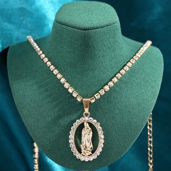 chains portrait virgin mary pendant tennis chain necklace for women retro round hollow rhinestone necklaces 2021 punk jewelry gifts, Silver
chains portrait virgin mary pendant tennis chain necklace for women retro round hollow rhinestone necklaces 2021 punk jewelry gifts, Silver