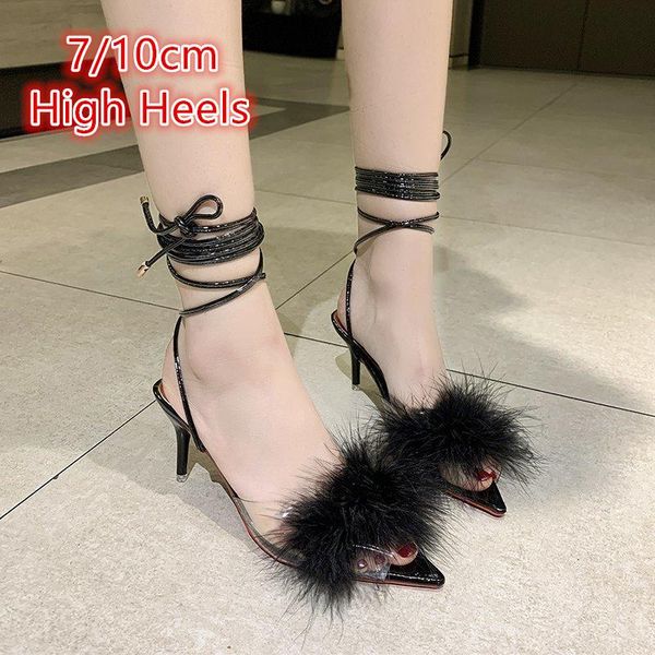 women sandals 7cm 10cm high heels shoes fashion rome fur lace-up slippers pumps 2021 summer wedding woman, Black
women sandals 7cm 10cm high heels shoes fashion rome fur lace-up slippers pumps 2021 summer wedding woman, Black