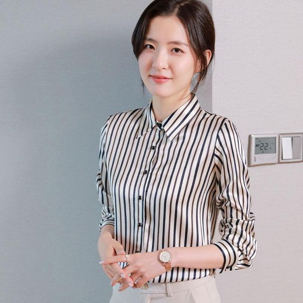 heavyweight mulberry silk shirt office lady blouse long sleeve striped satin female women's blouses & shirts, White
heavyweight mulberry silk shirt office lady blouse long sleeve striped satin female women's blouses & shirts, White