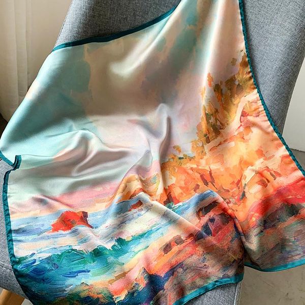 summer silk scarf fashion women's oil painting 53cm square scarves lady muslim headscarf sunscreen beach shawl neckerchief, Blue;gray
summer silk scarf fashion women's oil painting 53cm square scarves lady muslim headscarf sunscreen beach shawl neckerchief, Blue;gray