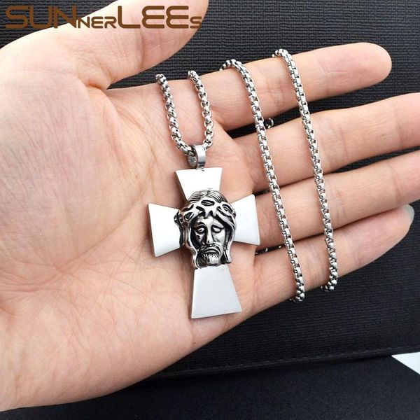 pendant necklaces sunnerlees stainless steel jesus christ cross necklace beads link chain men women gift sp61, Silver
pendant necklaces sunnerlees stainless steel jesus christ cross necklace beads link chain men women gift sp61, Silver