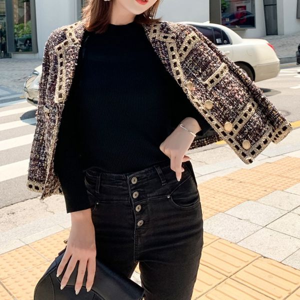 women's jackets women clothing long sleeve v -neck spliced tweed jacket short coat female casual fashion slim patchwork cardigans outer, Black;brown
women's jackets women clothing long sleeve v -neck spliced tweed jacket short coat female casual fashion slim patchwork cardigans outer, Black;brown