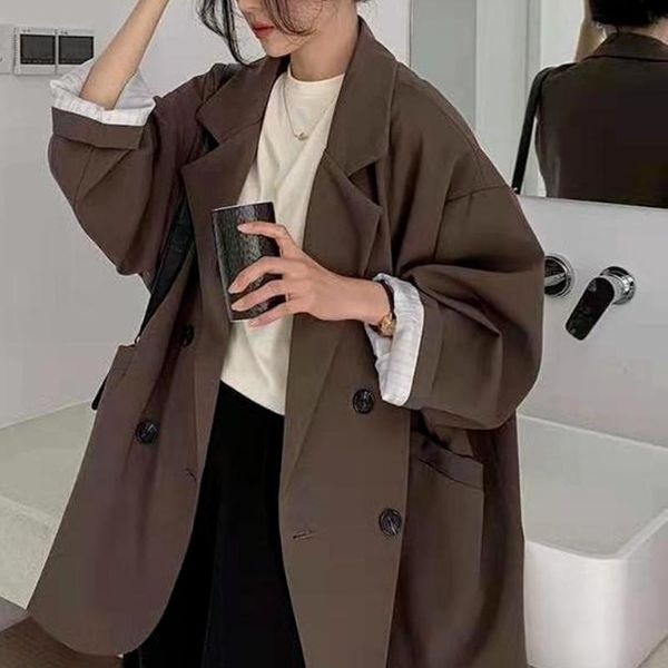 women's suits & blazers fashion solid blazer women elegant retro double breasted high street outwear casual loose all-match suit coat v, White;black
women's suits & blazers fashion solid blazer women elegant retro double breasted high street outwear casual loose all-match suit coat v, White;black
