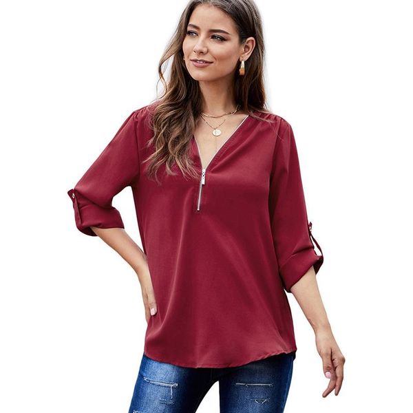 women blouse 2021 spring summer fashion long sleeve v-neck shirts female casual loose solid color zipper pullover women's blouses &, White
women blouse 2021 spring summer fashion long sleeve v-neck shirts female casual loose solid color zipper pullover women's blouses &, White