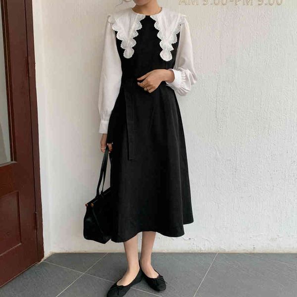 dresses women french retro lace es patchwork loose long gentle elegant chic full sleeves female fashion clothe, Black;gray
dresses women french retro lace es patchwork loose long gentle elegant chic full sleeves female fashion clothe, Black;gray