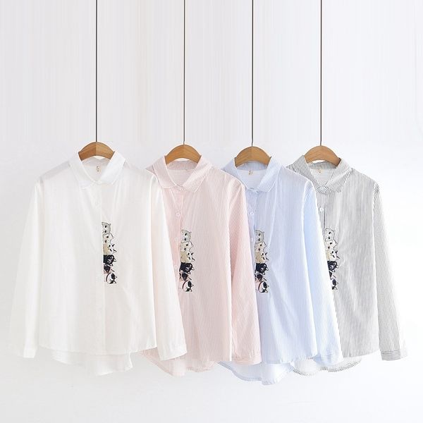 hsa long sleeve button loose female work blouses women shirt placket cartoon embroidered turn-down collar 210417, White
hsa long sleeve button loose female work blouses women shirt placket cartoon embroidered turn-down collar 210417, White