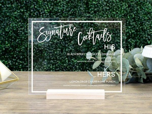 party decoration personalized wedding cocktail sign bar clear cocktails custom drinks glass hers his menu signage signature signs weddin
party decoration personalized wedding cocktail sign bar clear cocktails custom drinks glass hers his menu signage signature signs weddin