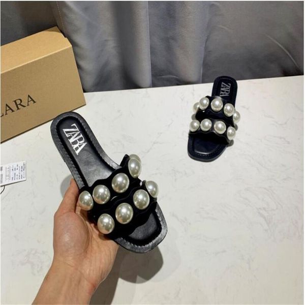 summer all-match women's shoes with pearl inlays flat open toe low heels outer sandals and slippers, Black
summer all-match women's shoes with pearl inlays flat open toe low heels outer sandals and slippers, Black