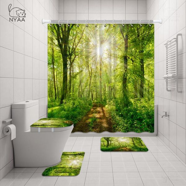 4pcs/set 3d natural forest green plants shower curtain set mat bath curtains waterproof cloth + non-slip toilet bathroom accessory
4pcs/set 3d natural forest green plants shower curtain set mat bath curtains waterproof cloth + non-slip toilet bathroom accessory