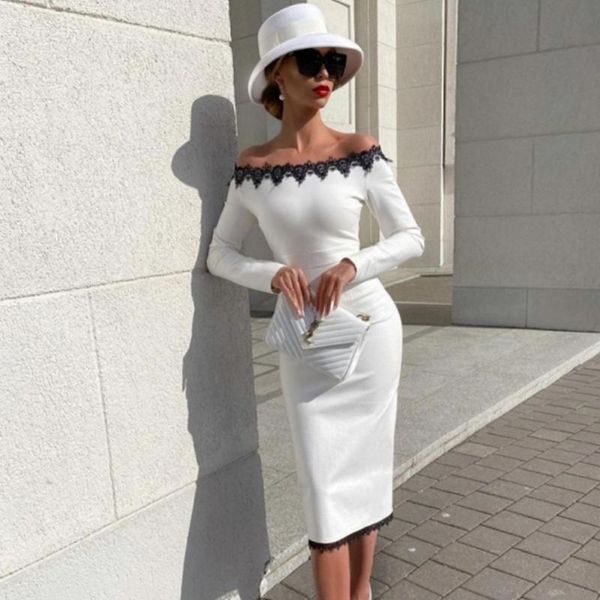 casual dresses lace bandage dress 2021 arrival long sleeve bodycon women summer white party evening club outfits, Black;gray
casual dresses lace bandage dress 2021 arrival long sleeve bodycon women summer white party evening club outfits, Black;gray