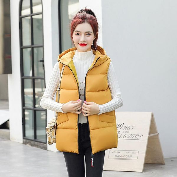 women's vests women korean hooded vest plus size casual loose sleeveless puffer coats warm jacket thick cotton padded outerwear, Black;white
women's vests women korean hooded vest plus size casual loose sleeveless puffer coats warm jacket thick cotton padded outerwear, Black;white
