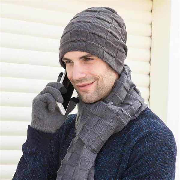 winter men knitted long scarf hat gloves set man warm plush protection ear cap scarves and touchscreen gloves, Blue;gray
winter men knitted long scarf hat gloves set man warm plush protection ear cap scarves and touchscreen gloves, Blue;gray