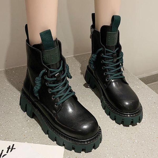 boots fashion pu leather motorcycle botas punk winter chunky platform ankle for women round toe lace-up autumn woman, Black
boots fashion pu leather motorcycle botas punk winter chunky platform ankle for women round toe lace-up autumn woman, Black
