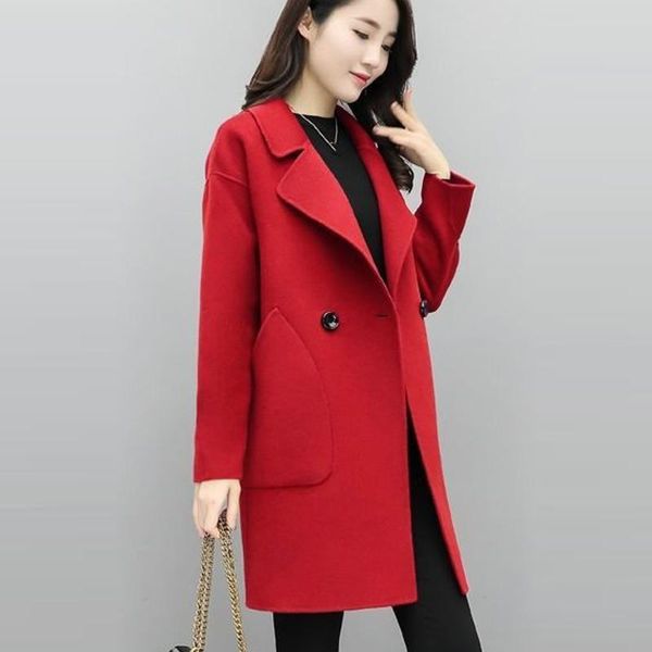 women's wool & blends women korean winter long overcoat outwear coat loose elegant plain coats full sleeve office ol manteau femme hive, Black
women's wool & blends women korean winter long overcoat outwear coat loose elegant plain coats full sleeve office ol manteau femme hive, Black