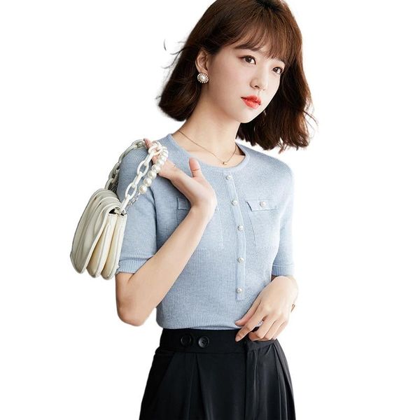 women's t-shirt tfetters woman tshirts plain 2021 summer slim short sleeve shirt knitwear korean fashion women tees knitted, White
women's t-shirt tfetters woman tshirts plain 2021 summer slim short sleeve shirt knitwear korean fashion women tees knitted, White