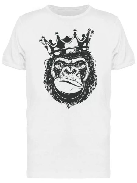 smirking gorilla king b&w tee men's -image by shutterstock, White;black