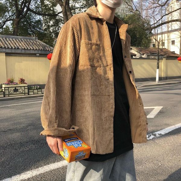 men's casual shirts corduroy retro long-sleeved shirt male korean version of the trendy handsome autumn loose wild design sense jacket, White;black
men's casual shirts corduroy retro long-sleeved shirt male korean version of the trendy handsome autumn loose wild design sense jacket, White;black