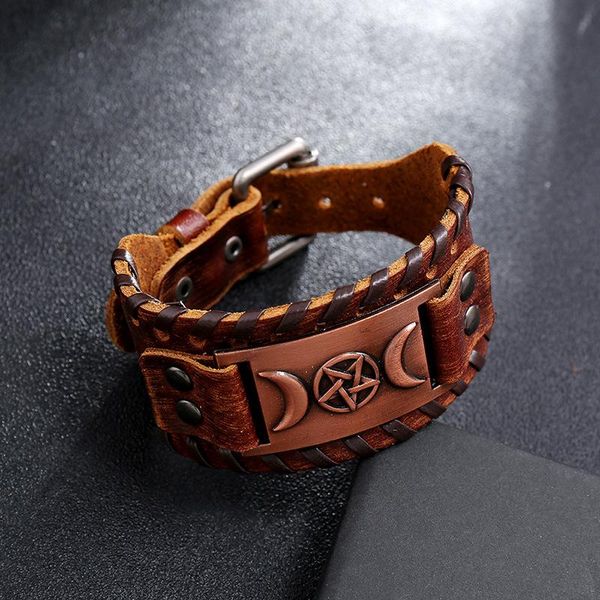 charm bracelets trendy wide leather bracelet nordic viking rune star moon men's punk woven accessories party jewelry gift, Golden;silver
charm bracelets trendy wide leather bracelet nordic viking rune star moon men's punk woven accessories party jewelry gift, Golden;silver