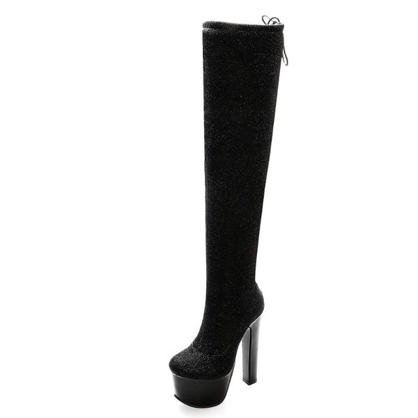boots super size high waterproof platform heel long tube over the knee nightclub european american shoes, Black
boots super size high waterproof platform heel long tube over the knee nightclub european american shoes, Black