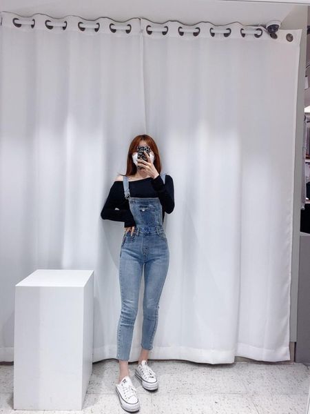 women's jeans denim bib suit spring and autumn 2021 style reduced age korean version was thin loose fashion summer, Blue
women's jeans denim bib suit spring and autumn 2021 style reduced age korean version was thin loose fashion summer, Blue