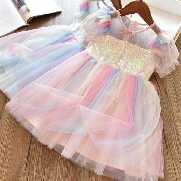 girl's dresses 2021 kids for girls short sleeve dress sequined party costume fairy summer puffy rainbow children clothing, Red;yellow
girl's dresses 2021 kids for girls short sleeve dress sequined party costume fairy summer puffy rainbow children clothing, Red;yellow