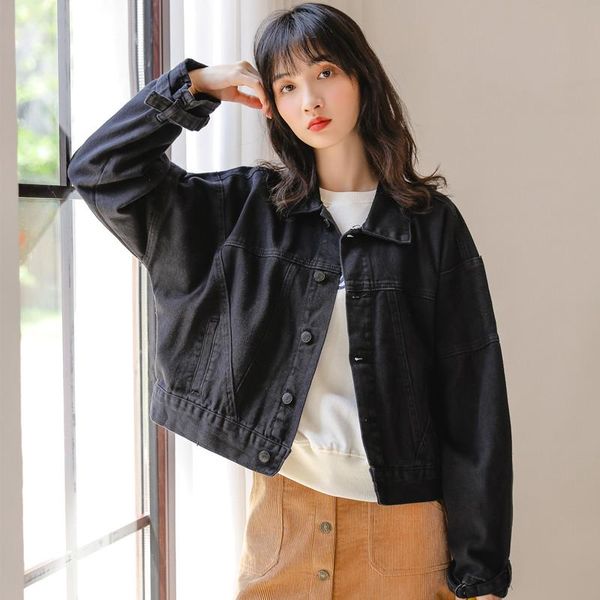 vintage black denim jackets for women long sleeve autumn winter jeans jacket female harajuku ladies coats loose bomber outerwear women', Black;brown
vintage black denim jackets for women long sleeve autumn winter jeans jacket female harajuku ladies coats loose bomber outerwear women', Black;brown