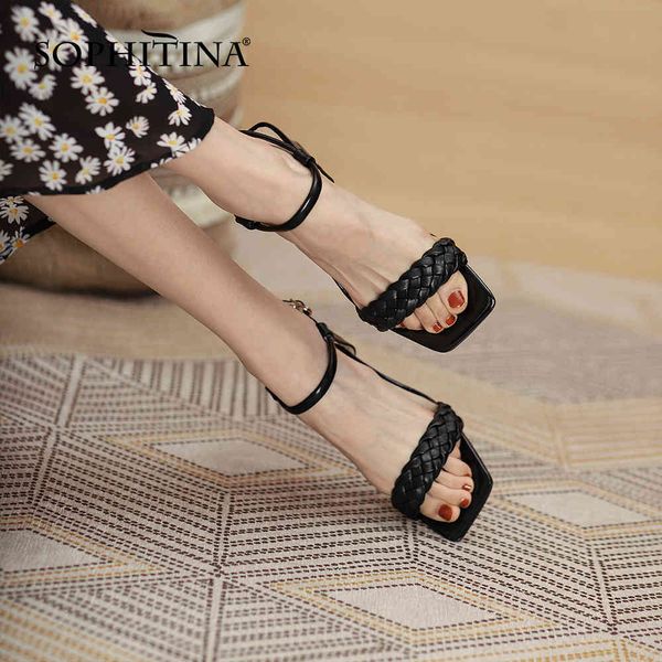 sophitina women shoes sandals square heel sweet style chain summer fashion solid beautiful breathable sandals fo117 210513, Black
sophitina women shoes sandals square heel sweet style chain summer fashion solid beautiful breathable sandals fo117 210513, Black