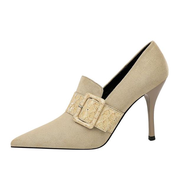 dress shoes european and american style women's high heel suede nightclub show thin snake line with belt buckle deep single shoe, Black
dress shoes european and american style women's high heel suede nightclub show thin snake line with belt buckle deep single shoe, Black