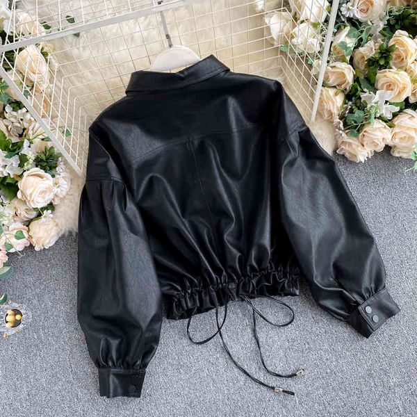 women's leather & faux irmã fara nova primavera outono casaco de couro feminino único breasted curto do falso solto casual jaqueta, Black
women's leather & faux irmã fara nova primavera outono casaco de couro feminino único breasted curto do falso solto casual jaqueta, Black