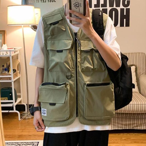 men's vests selling multi pocket tooling vest korean fashionable and handsome waistcoat summer loose jacket, Black;white
men's vests selling multi pocket tooling vest korean fashionable and handsome waistcoat summer loose jacket, Black;white