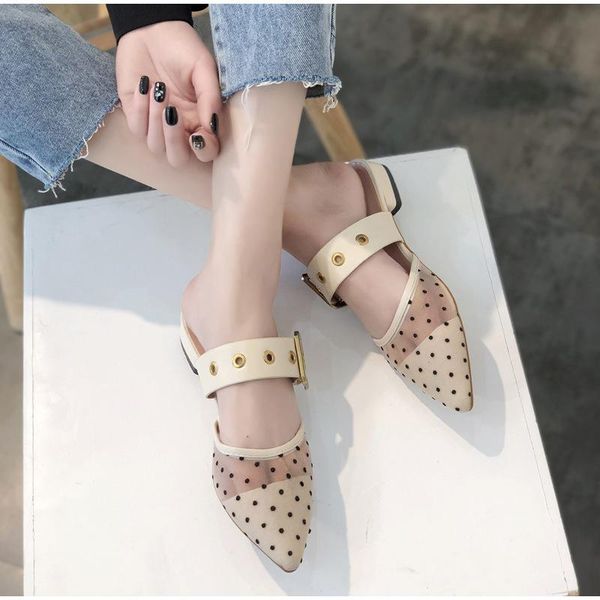 women sandals mesh point toepolka dot metal decoration fashion ladies shoes woman slippers elegant female summer, Black
women sandals mesh point toepolka dot metal decoration fashion ladies shoes woman slippers elegant female summer, Black