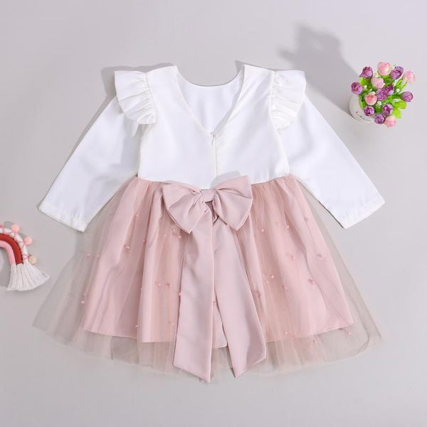 girl's dresses children's clothing v-neck long sleeves mesh splicing ruffle shoulder dress with bow pearl toddler girls spring sum, Red;yellow
girl's dresses children's clothing v-neck long sleeves mesh splicing ruffle shoulder dress with bow pearl toddler girls spring sum, Red;yellow