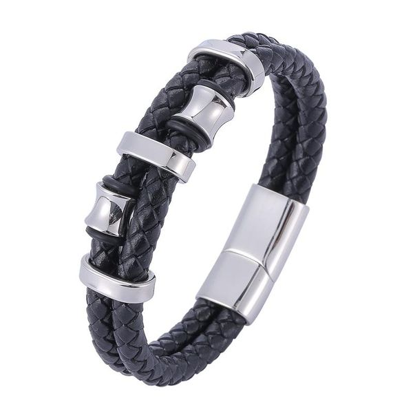 charm bracelets double black braided leather men bracelet combination stainless steel male bangle punk hip hop jewelry for boyfriend gift sp, Golden;silver
charm bracelets double black braided leather men bracelet combination stainless steel male bangle punk hip hop jewelry for boyfriend gift sp, Golden;silver