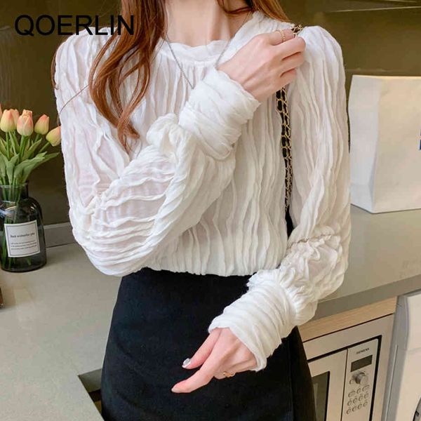 qoerlin 2xl women white elegant blouse with shoulder pad retro pleated fold round neck loose long sleeve shirt plus size 210416
qoerlin 2xl women white elegant blouse with shoulder pad retro pleated fold round neck loose long sleeve shirt plus size 210416