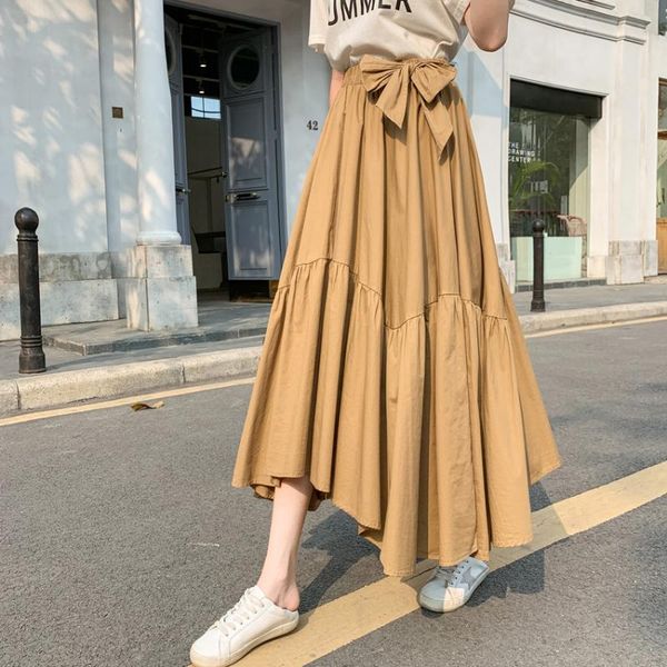 skirts bow tie irregular skirt solid color retro high waist slim medium length pleated a-line swing, Black
skirts bow tie irregular skirt solid color retro high waist slim medium length pleated a-line swing, Black