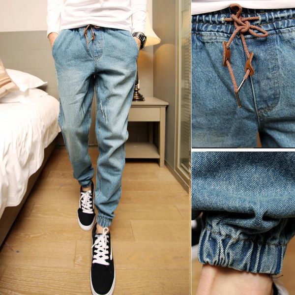 men's jeans 2021 fashion spring autumn casual loose harem solid track elastic waist hip hop cowboy streetwear men, Blue
men's jeans 2021 fashion spring autumn casual loose harem solid track elastic waist hip hop cowboy streetwear men, Blue