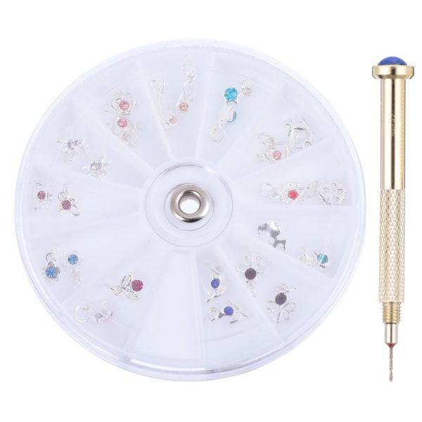 24pcs dangle nail jewelry pendant charms with 1pc piercing hand drill tool art decorations, Silver;gold
24pcs dangle nail jewelry pendant charms with 1pc piercing hand drill tool art decorations, Silver;gold