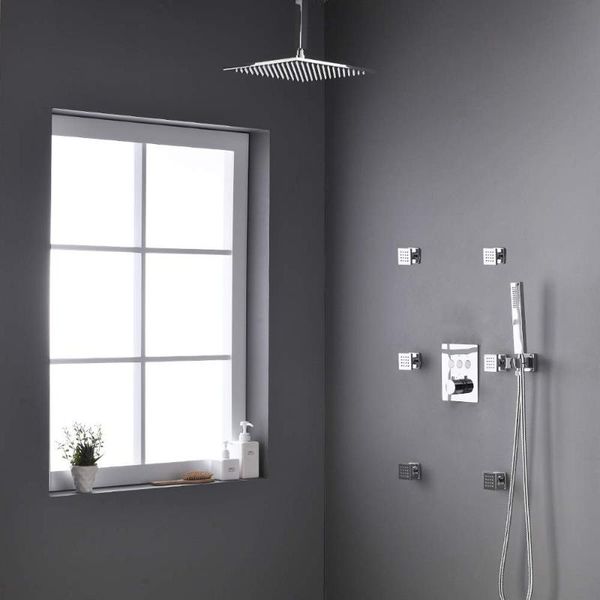 thermostatic rain shower system with body spray jets bathroom brass faucets sets complete (12"inch led head)
thermostatic rain shower system with body spray jets bathroom brass faucets sets complete (12"inch led head)