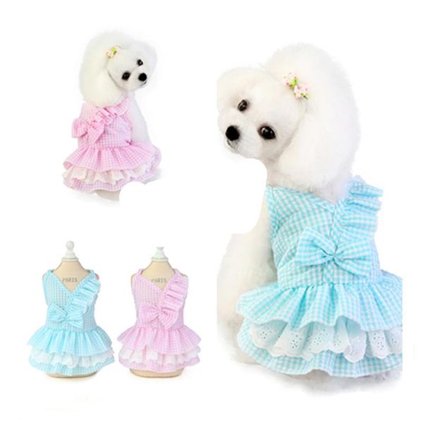 dog apparel pet puppy wedding lace dress bow gauze tutu skirt cat princess clothes