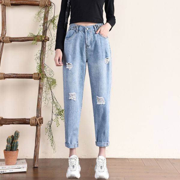 women's jeans hole thin nine point spring 2021 slim and versatile high waist bf beggar's father harlan pants, Blue
women's jeans hole thin nine point spring 2021 slim and versatile high waist bf beggar's father harlan pants, Blue
