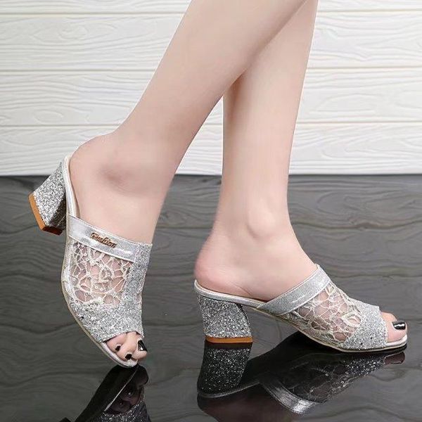slippers fish mouth high heels gauze sandals women thick heel joker women's outdoor shoes woman 42 43, Black
slippers fish mouth high heels gauze sandals women thick heel joker women's outdoor shoes woman 42 43, Black