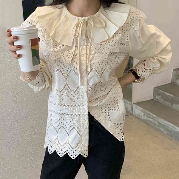 spring women fashion sweet blouse patchwork ruffles lace up peter pan collar long sleeve hollow out shirt 8d610 210510, White
spring women fashion sweet blouse patchwork ruffles lace up peter pan collar long sleeve hollow out shirt 8d610 210510, White