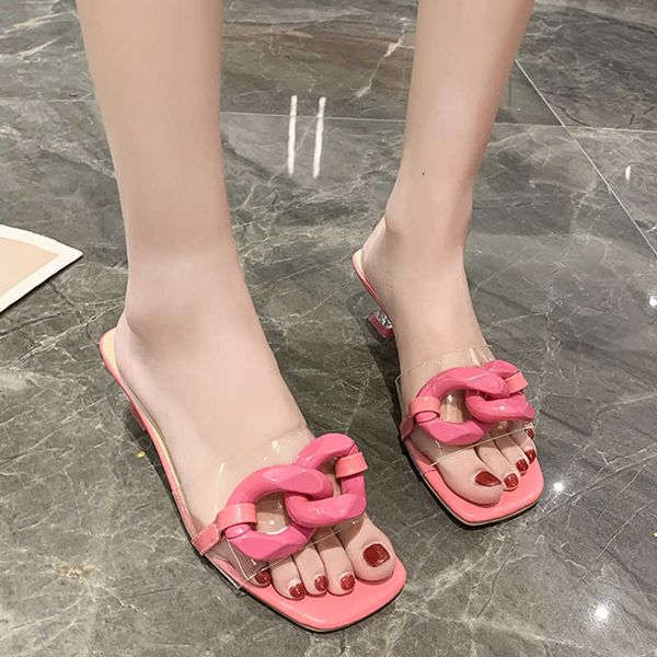 rimocy metal chain transparent pvc slippers women summer open toe thin heel slides woman elegant party shoes ladies 210528, Black
rimocy metal chain transparent pvc slippers women summer open toe thin heel slides woman elegant party shoes ladies 210528, Black