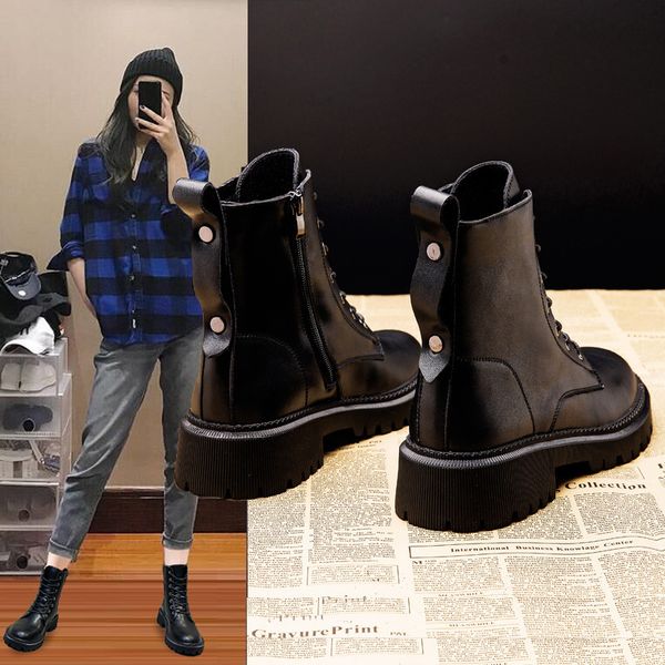 thick soled martin women's summer thin style 2021 leather short spring and autumn single british fashion knight boots, Black
thick soled martin women's summer thin style 2021 leather short spring and autumn single british fashion knight boots, Black