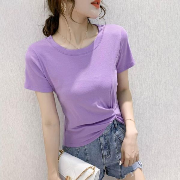 women's t-shirt female high waist with short sleeves purple jacket that show hilum half sleeve small unlined upper garment, White
women's t-shirt female high waist with short sleeves purple jacket that show hilum half sleeve small unlined upper garment, White