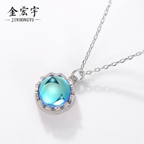 jin hongyu s925 pure silver blue dream island necklace women's clavicle chain korean lace glass crystal moonstone pendant, Black
jin hongyu s925 pure silver blue dream island necklace women's clavicle chain korean lace glass crystal moonstone pendant, Black