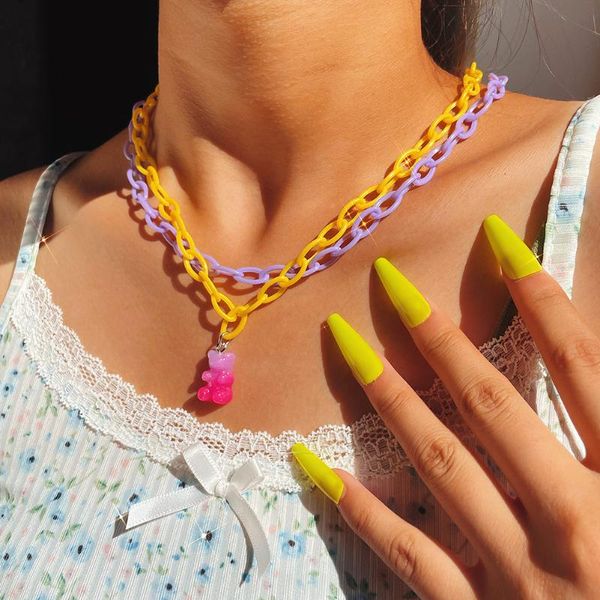 chains y2k harajuku candy color resin bear choker necklace for women multilayer colorful animal pendant fashion jewelry, Silver
chains y2k harajuku candy color resin bear choker necklace for women multilayer colorful animal pendant fashion jewelry, Silver